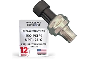 150 PSI Pressure Transducer Sensor with Cable, 1/4"NPT Stainless Steel for Oil Fuel Water Air 12 Month Warranty