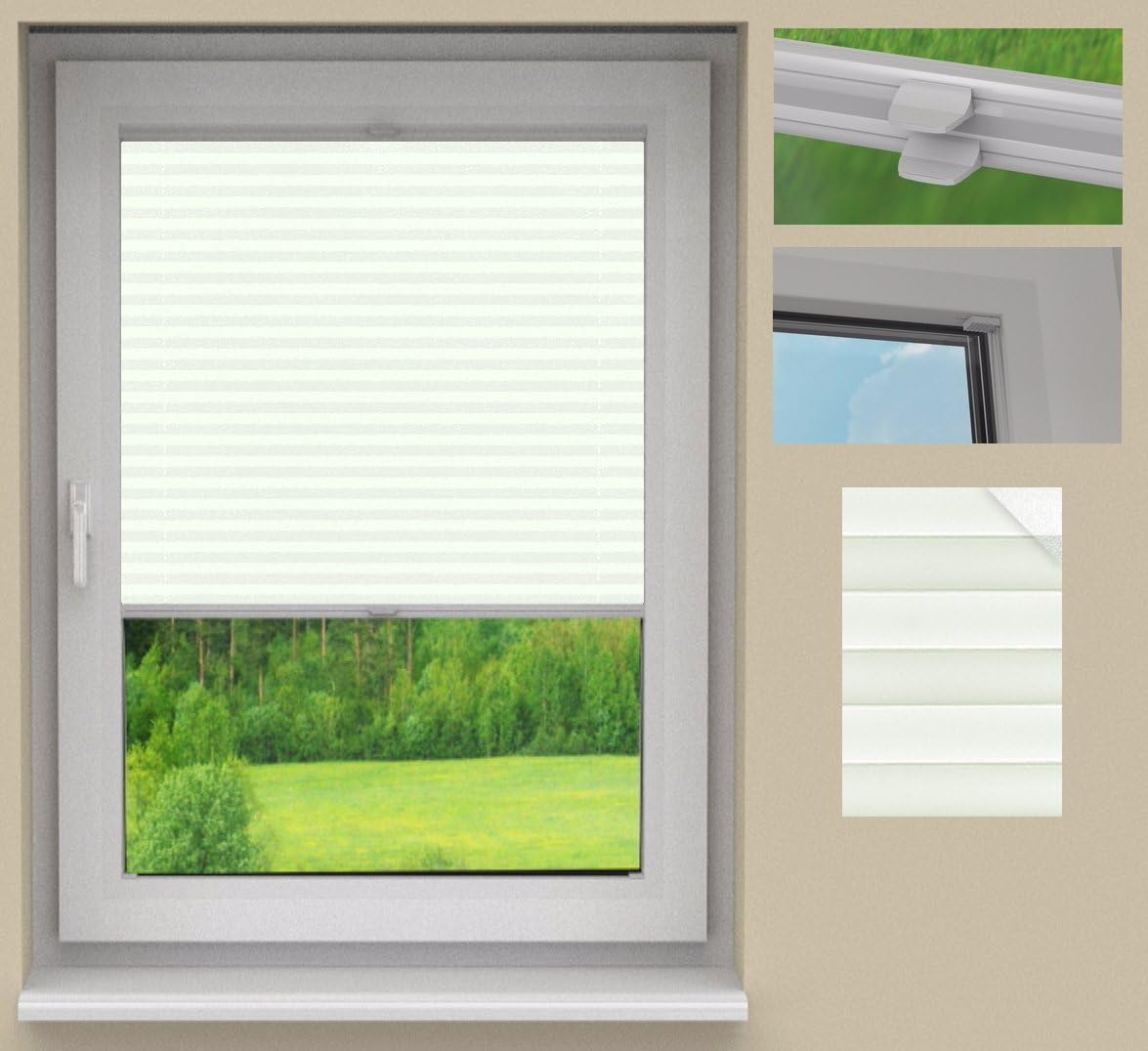 vehicles UX24 Pleated Cosmo fabric made to measure – Fabric: Grey Smooth Lining Perlex (Colour: White/PLB037)/application: Glazing Rebate, Polyester, Höhe 170,1 bis 180cm (Farbe:Grau), Breite 60,1 bis 70cm
