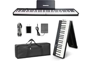 AiJoy ASP-10F 88-Key Piano Keyboard Portable Folding Piano with Semi-Weighted Keyboard, USB-MIDI, Sustain Pedal and Stand, Electric Keyboard Piano for Beginners, Black