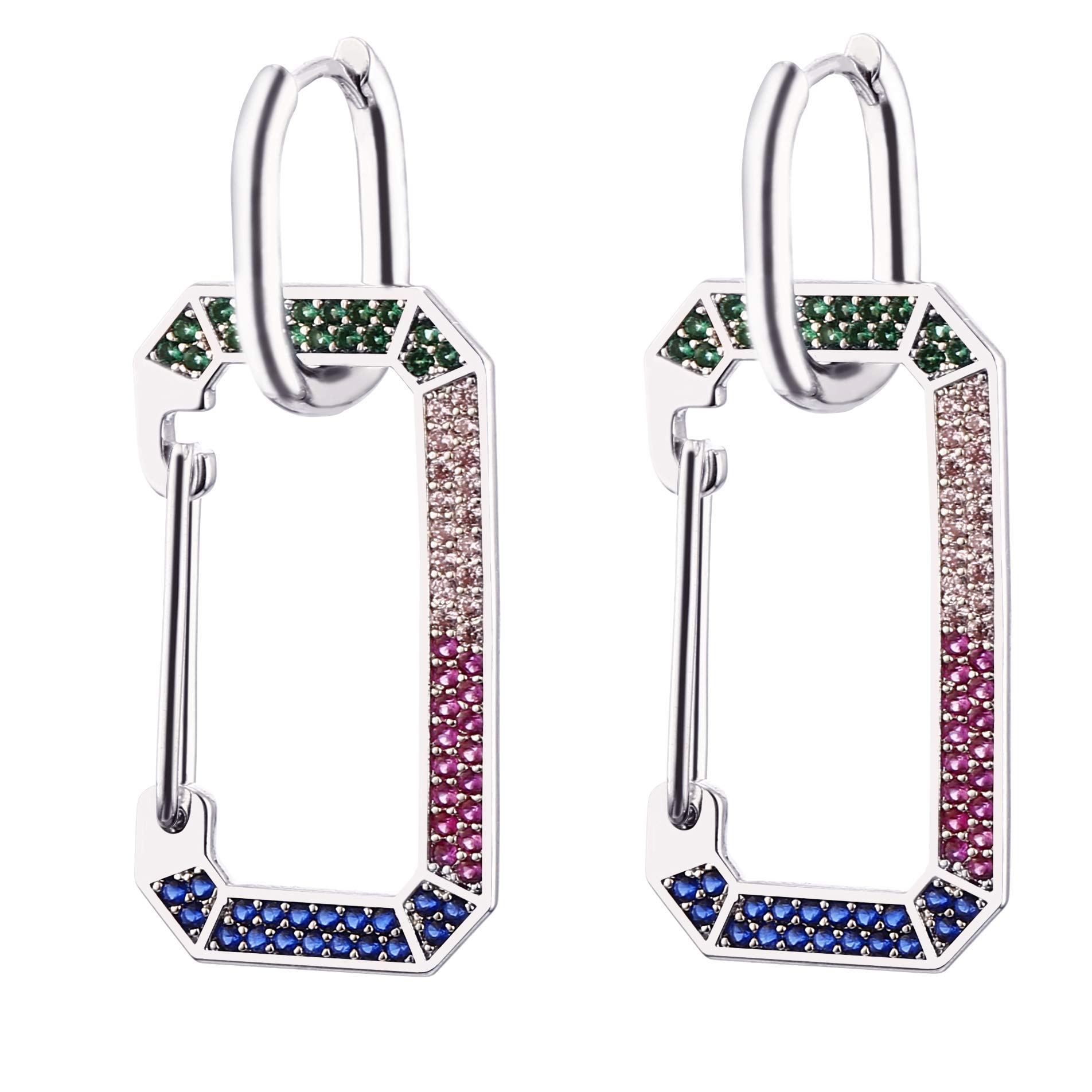 PengJin-2020 new Dangle Earring multicolor for women, Irregular cubic zircon copper earrings for girls, Hypoallergenic pendant plated jewelry with crystal