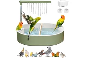 DINTSTYLE Parrot Bathtub Bird Automatic Bath Shower,Large Bird Shower Fountain Indoor Bathtub with Running Water, Contains USB and Pump,for Pet Birds, African Grey, Cockatiel, Conure, Budgie, Lovebird(Fashion)