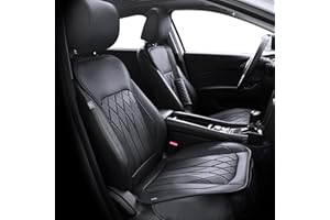 Elantrip Front Seat Covers Waterproof Leather Car with Shoulder Protection & Organizer Pockets - Universal Fit for Cars, SUVs, Trucks - Black (1 Pair)