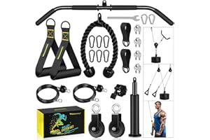 RENRANRING Fitness LAT and Lift Pulley System Gym - Upgraded LAT Pull Down Cable Machine Attachments, Loading Pin, Handle and Tricep Rope, for Biceps Curl, Forearm, Triceps Exercise Gym Equipment