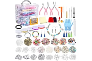 PP OPOUNT Jewelry Making Kit, 1960 Pieces Jewelry Making Supplies for Bracelets Includes Beads, Charms, Findings, Jewelry Pliers, Beading Wire for Necklace Bracelet, Earrings Making and Repairing
