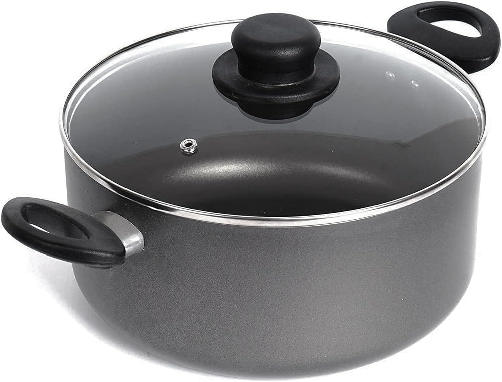 Homatz 4.5L Stock Pot 24cm Non-Stick Induction Base with Glass Lid
