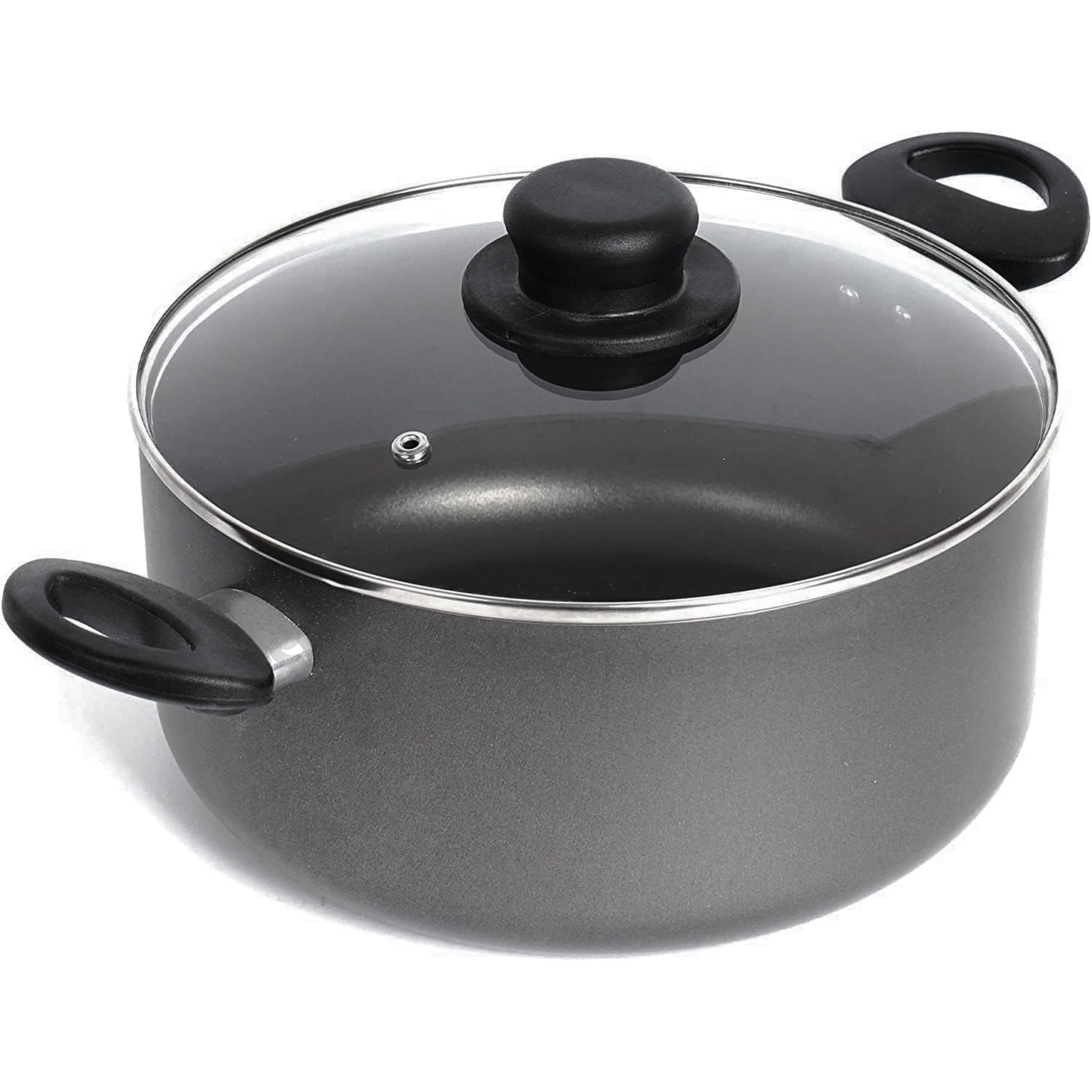 Homatz Stock Pot 4.5L, 24cm Large Non-Stick Cooking Pot with Glass Lid - Induction Base Aluminum Saucepan Casserole Pot - Heat Resistant Handles (Stock Pot, 24 cm)