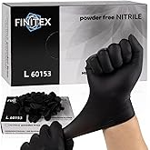 FINITEX Nitrile Disposable Gloves - Black, 3.5mil, 100PCS, Powder-Free, Medical & Exam, Food Gloves