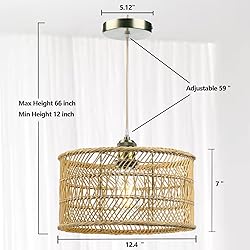 HOONEX Rattan Chandelier, Rattan Light Fixtures