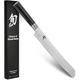 Shun Classic 9" Bread Knife | Handcrafted Japanese Serrated Knife, Slicing Tool, VG-MAX Core, Damascus Stainless Steel Cladding, Pakkawood Handle