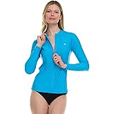 Hurley Rash Guard for Women Full Zip, Zip Up Long Sleeve Swim Shirts for Women, Surfing Top UPF 50+ SPF Sun & UV Protection