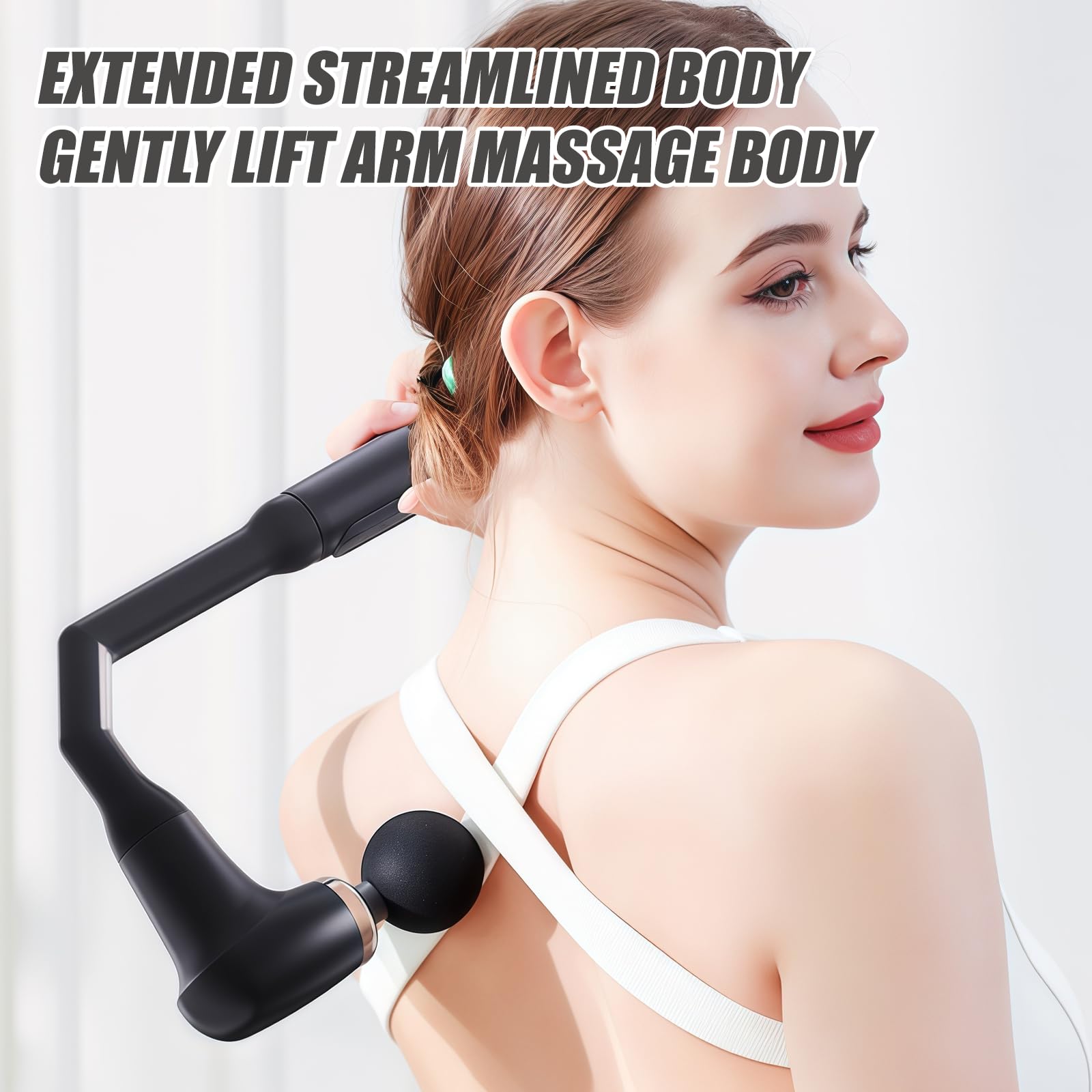 LEKEFETO Revolutionäre U-förmige Massagepistole Rückenmassagegerät: Tiefengewebe Muskel Massagegerät, 4 Köpfen, 6 Geschwindigkeitsstufen, Tiefengewebe Massagepistole für Schmerzlinderung 5