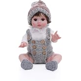 Cloveray Reborn Baby Doll, 18-Inch Realistic Newborn Baby Doll with Hand-Rooted Hair and Cute Sweater, Full-Body Vinyl Baby Dolls for 3+ Ages, Gifts, Collect