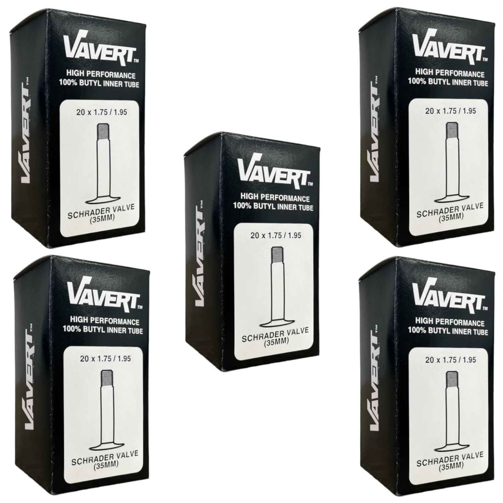 Vavert 20" x 1.75-1.95 Kids Bike/BMX Inner Tubes - Schrader Valve (Pack of 5)