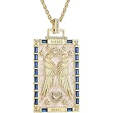 HZMAN Sacred Angel Necklace for Women Dainty Enamel 18K Gold Plated Square Necklace Pendant Jewelry Gift