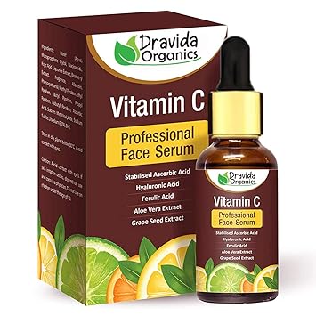 Dravida Organics Profession Vitamin C Serum + Moisturiser - for Soft & Radiant Skin With Antioxidants, Retinol, Hyaluronic Acid (30 ml)