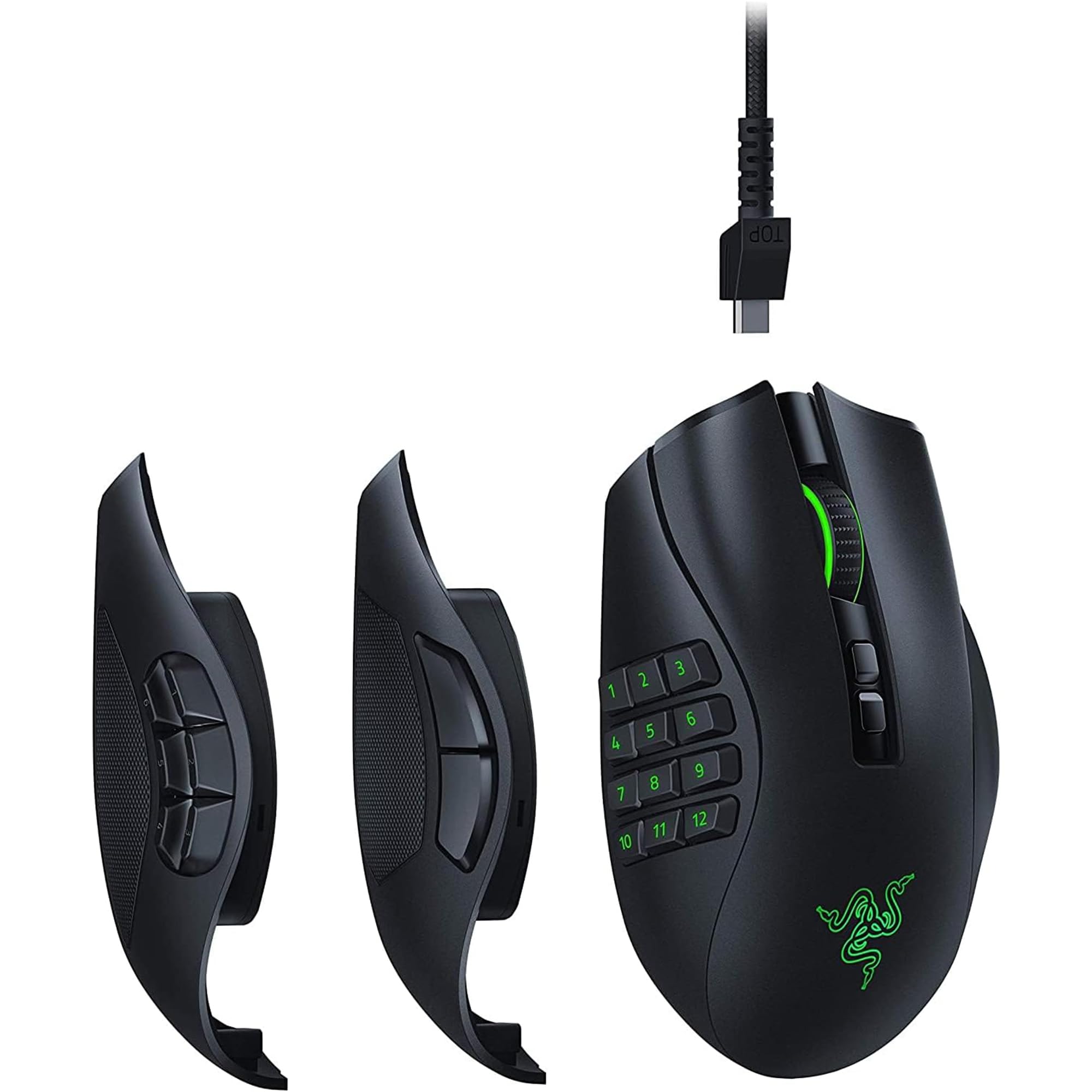 Razer Naga Pro - Modular Wireless Gaming Mouse with Interchangeable Side Panels (19 + 1 Programmable Buttons, Optical Mouse Switch, 20K DPI Focus+ Optical Sensor, 3 Swappable Side Plates) Black