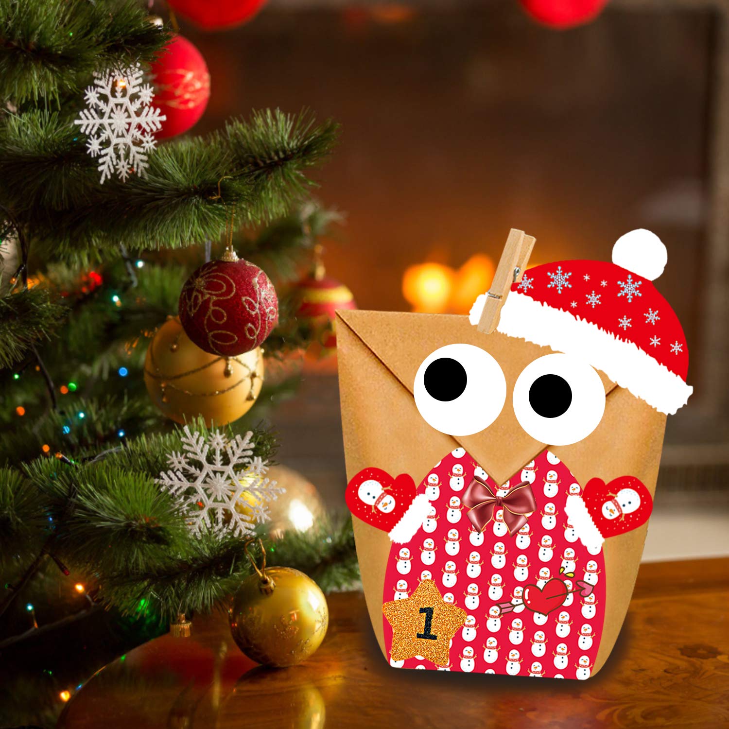 Adventskalender zum Befüllen-24 adventskalender tüten+Adventskalender Zahlen+24 Mini Holzklammern als geschenktüten-Weihnachten zum Basteln und Befüllen