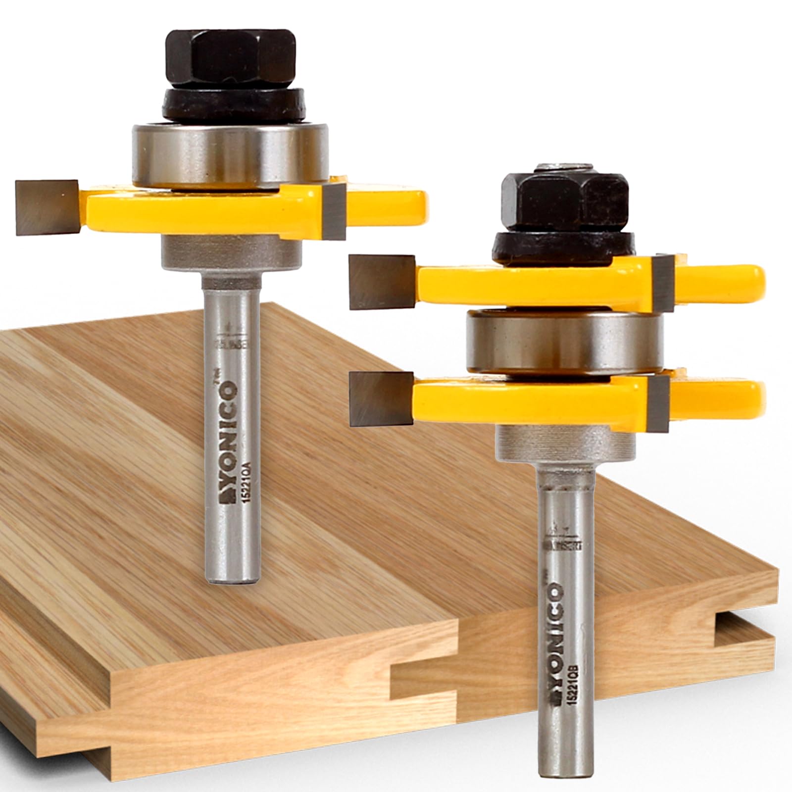 Yonico 15221q 3/4-Inch 2 Bit Tongue and Groove Router Bit Set 1/4-Inch Shank