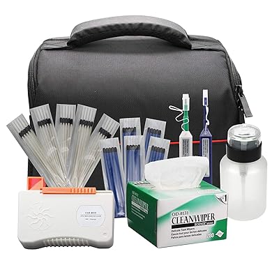 Fiber Optic Cleaning Kit Fiber Optic FTTH Cleaner Tools with 1.25mm / 2.5mm One Click Cleaner Pens and Cleaning Sticks Wipes for Cleaning FC SC ST LC MU Connectors