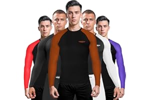 Exxact Sports Mens BJJ Rash Guard Jiu Jitsu Long Sleeve, Ranked Compression No Gi Jiu Jitsu Rash Guard Men for MMA, Wrestling
