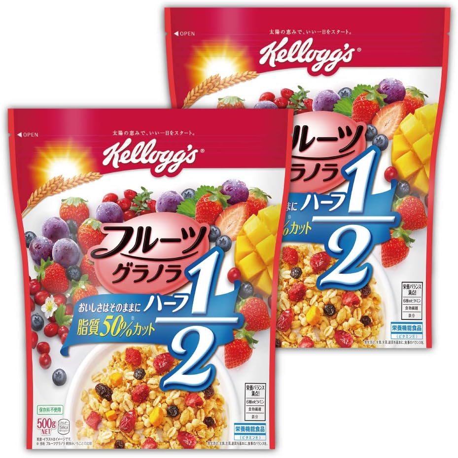 Amazon Amazon Co Jp限定 ケロッグ フルーツグラノラハーフ徳用袋 500gx2個セット ケロッグ 食品 飲料 お酒 通販