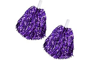 YAURE JOY 2 Pcs Cheerleading Pom Poms with Handle for Girl Team Spirit Sports Games Dance Outfit (Purple Glitter)