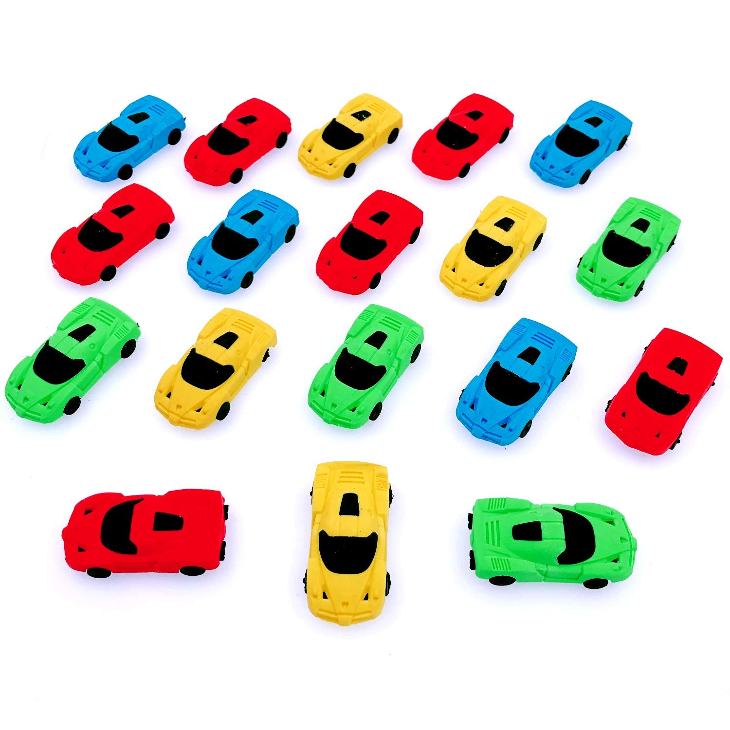 JZK 18x Pencil Eraser Racing Sports car Model Novelty Set Toy for Children Birthday Party Favours Kids Party Bag Filler Thank You Gift for Boys Students