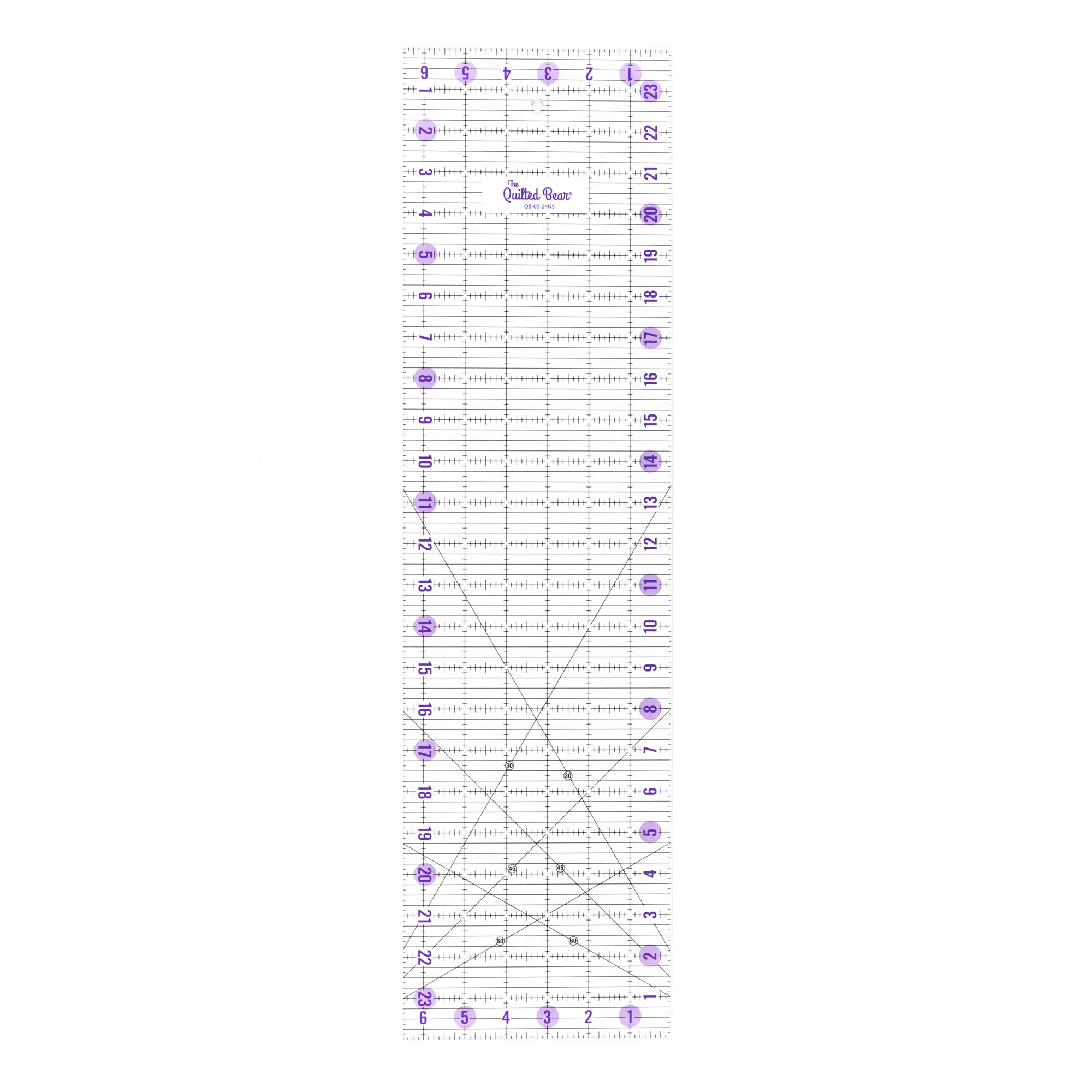 The Quilted Bear Quilting Rulers - Transparent Acrylic Non Slip Quilting, Patchwork & Sewing Ruler with Clear Black Lines & 30, 45 & 60 Degree Angles (6.5