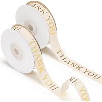 Daifunli 20 Yards Gold Merry Christmas Cotton Ribbon - 5/8" Wide, For Gift Wrapping & Holiday Crafts