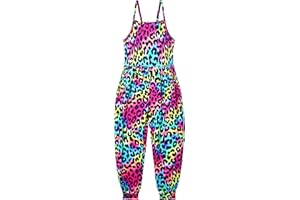 Alikhonf Girls Sleeveless Romper Kids Loose Jumpsuit Toddler Overalls Casual Playsuit Summer Outfit Clothes with Pockets