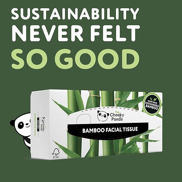 THE CHEEKY PANDA BAMBOO FACIAL TISSUES BOXES | FLAT TISSUE BOX (80 TISSUES PER BOX) | SOFT 3 PLY BAMBOO TISSUE PAPER