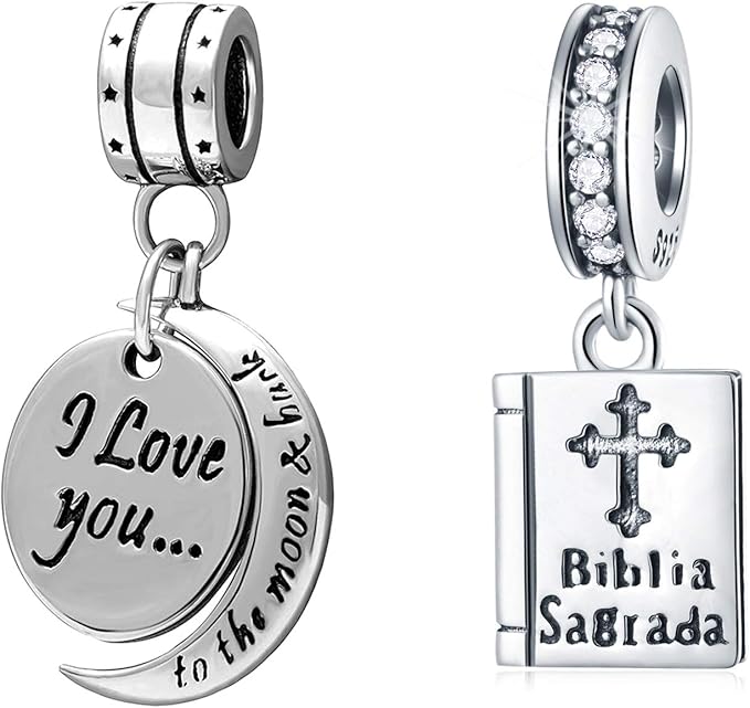 Christian Charms Set fits DIY Bracelet, Holy Bible Book