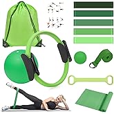 HASHMUST Pilates Ring Kit 12 PCS for Women, Home Workout Equipment with Magic Circle, Mini Exercise Ball, Resistance Bands, Massage Lacrosse, Yoga Strap, Full-Body Fitness Set for Toning & Gift