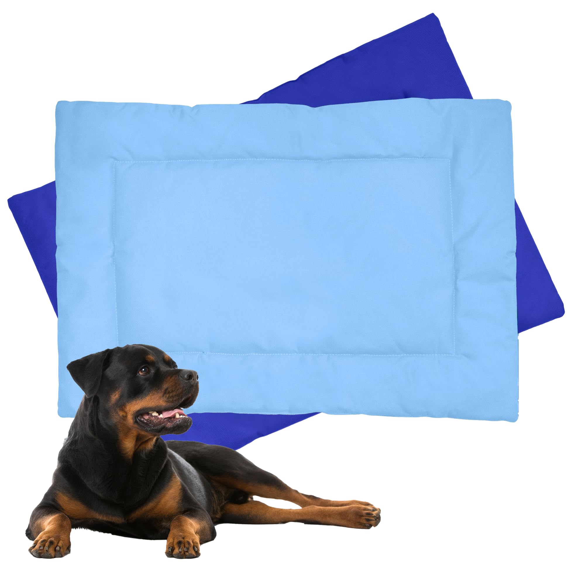 Downtown Pet Supply Large Dog Crate Mat, Waterproof Ripstop Nylon Fabric, Light and Dark Blue, Chew Proof and Machine Washable