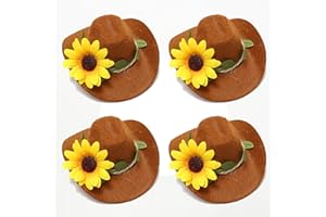 Amaezorx 4PCS Floral Cowboy Hats for Small Pets - Costume Hats for Hamsters, Guinea Pigs, Parrots, Snakes, Chickens for Party