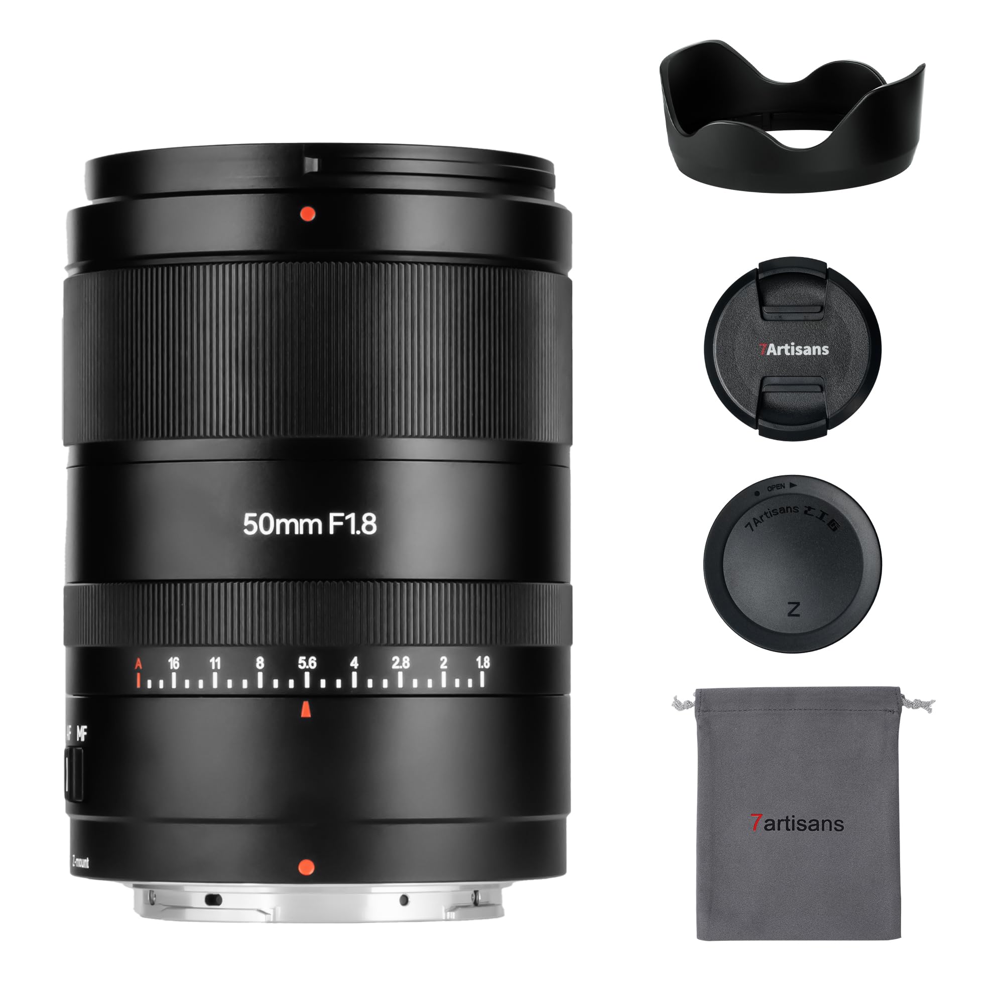 7artisans AutoFocus 50mm F1.8 Full Frame Lens,F1.8 Large Aperture,Support Automatic/Manual Aperture and Face/Eye Recognition, Compatible for Nikon Z5 Z6 Z7 Z6II Z7II Z9,etc.Black