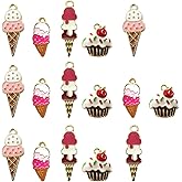 Honbay 16PCS Enamel Ice Cream Charms Pendant for Jewelry Making or DIY Crafts