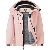 Girl's Waterproof Ski Jacket, Warm Fleece Lined Winter Snow Windproof Jackets, Hooded Ski Coat