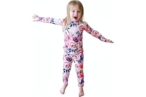 Posh Peanut Girls Pajamas - Soft, Viscose from Bamboo PJs for Kids - Matching, Long Sleeve Toddler Pajamas for Girls