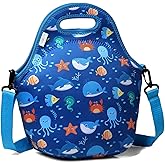 VASCHY Lunch Box Bag for Kids, Lightweight Neoprene Lunch Tote for Toddler Boys and Girls to School Daycare Kindergarten Blue Ocean