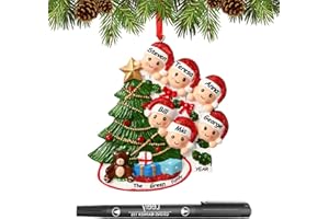 WOSCCOWT Personalized Christmas Ornaments 2025 Family of 2/3/4/5/6 Custom Christmas Ornament with Names Customized Family Ornaments for Christmas Tree Decoration Customized Gifts, Family of 6
