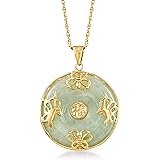 Ross-Simons Jade"Good Fortune" Butterfly Pendant Necklace in 18kt Gold Over Sterling. 18 inches