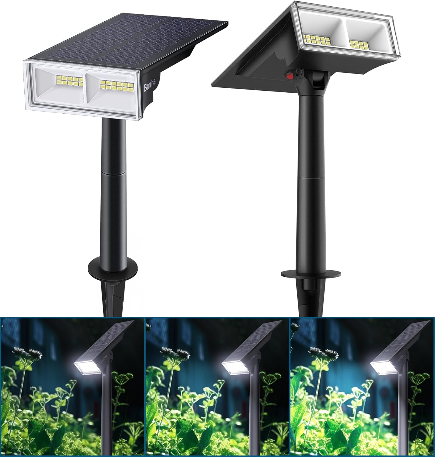 Lighting - Barrina Solar Spot Lights Outdoor, 24 LEDs 6500K 3 Modes Led Garden Spot Lights Solar Powered, IP65 Waterproof, Auto ON/Off Outdoor Solar Light for Yard Driveway Lawn Patio Pathway, 2 Pack