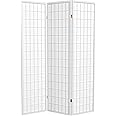 Red Lantern 6 ft. Tall Window Pane Shoji Screen-White-3 Panels Room Divider