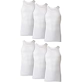 Hanes Men's Tank Undershirt Pack, Cotton Tank Undershirt, Moisture-Wicking, Breathable, White or Grey/Black, Multi-Pack
