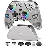 Mytrix PC Controller with Charing Dock, Wireless Bluetooth 2.4G Wired Multi-Platform Controllers Hall Effect Joysticks Hall/Micro 2-in-1 Triggers, 1000Hz Report Rate 4 Macro Keys ABXY MicroSwitch [windows]