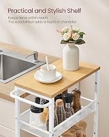 VASAGLE 5-Tier Trolley Space-Saving Kitchen Cart Oak Beige White LRC035W09 view 5