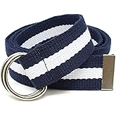 Canvas Web Belt D-Ring Buckle 1.25" Wide Metal Tip Multi-Color