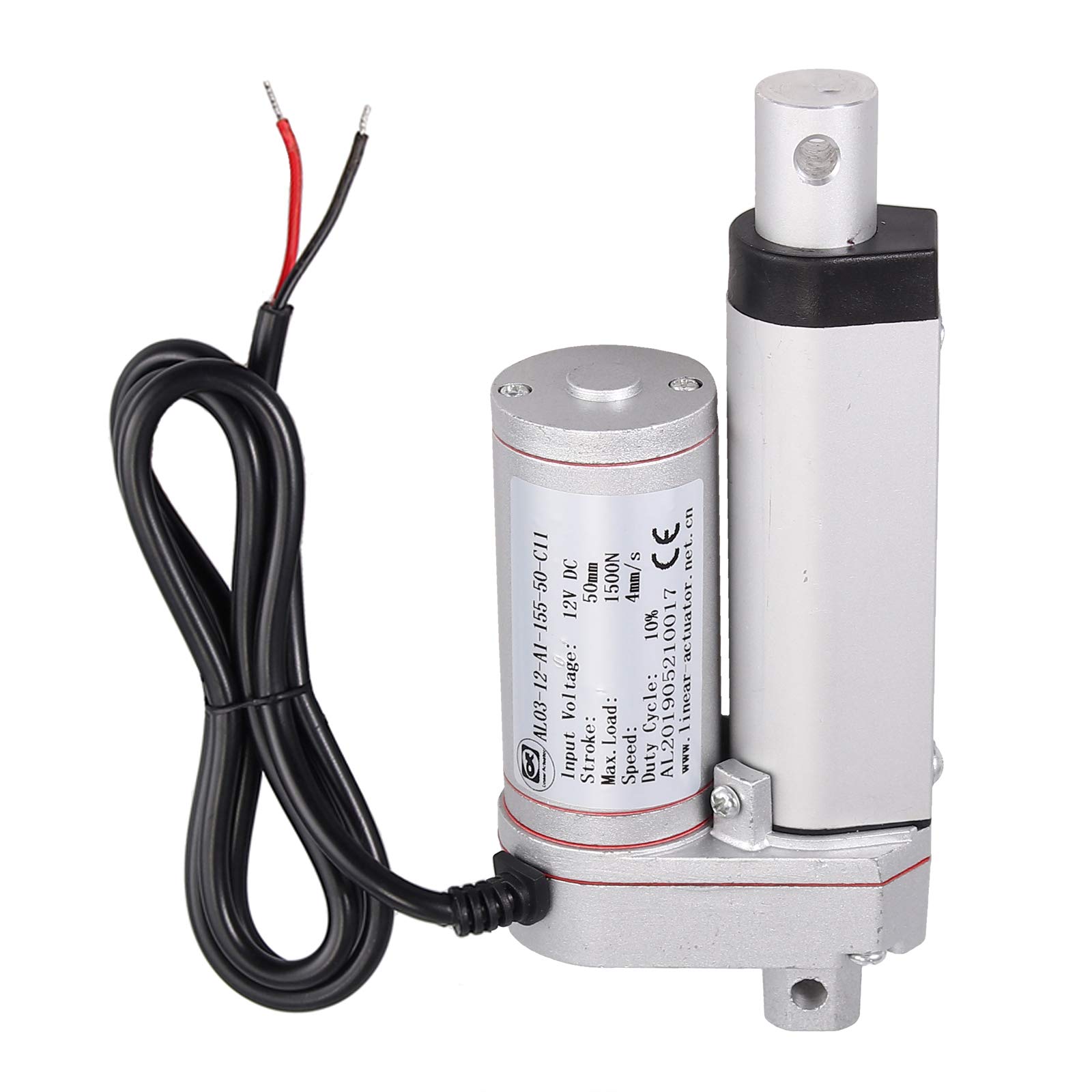 AUTOUTLET DC 12 V 1500N Linear Actuator Motor for Auto Car RV Electric Door Opener - Aluminum Alloy Material, 50 mm Stroke Length, 4 mm/s Speed, Self-locking Function, IP54 Protection Class