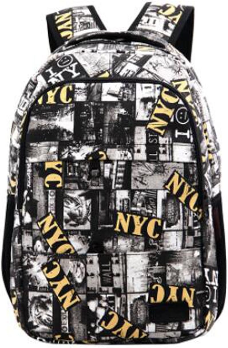 kedi Boys School Backpack Graffiti Canvas Black/Yellow